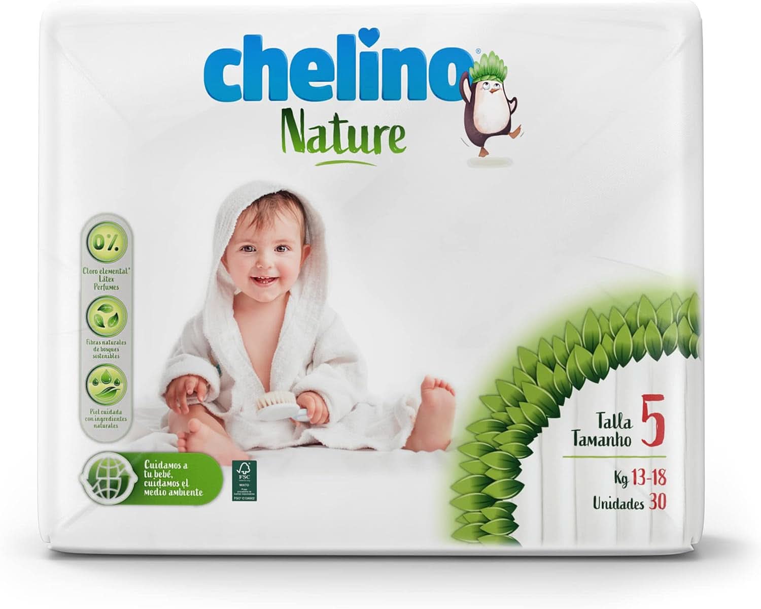 Pleny Chelino Natura pro děti velikost 5 (13-18 kg), 180 plenky Matka a dítě Naty Shop