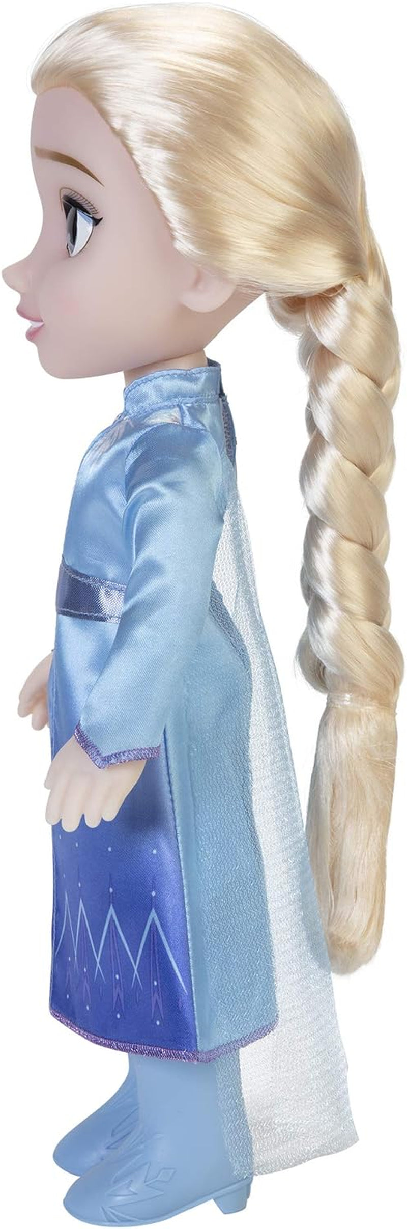Păpușa Elsa de călătorie Disney Frozen 2, păpușă de 35 cm cu rochie inspirată din filmele cult, cizme și păr lung împletit pentru distracție suplimentară în joacă, pentru fete cu vârsta de 3 ani și peste