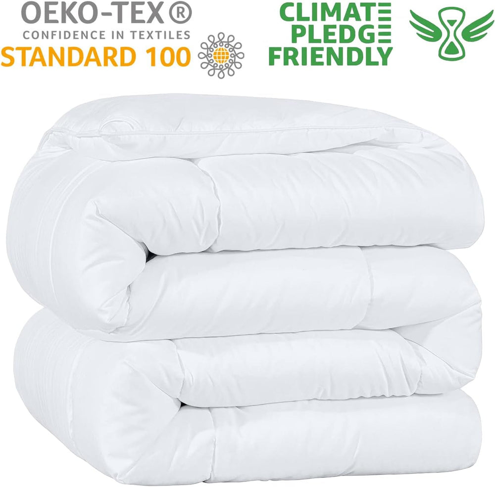 Kingsley Trend Alternativní bílá péřová přikrývka pro všechna roční období, pro každou sezónu, přikrývka King Size (2,6 M X 2,3 M), měkká, přikrývky a přikrývky, které lze prát v pračce Naty Shop