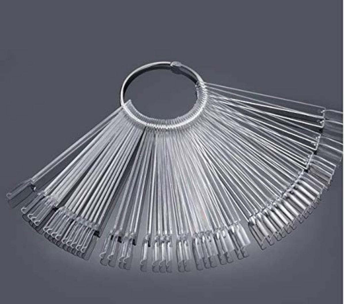 50 de bucăți de inele pentru sfaturi de artă pentru unghii, plăci transparente de culoare, bețișoare inelare pentru afișare a ojei, exerciții de salon de unghii, afișare a vârfurilor de unghii pentru afișare și exersare DIY Nail Art