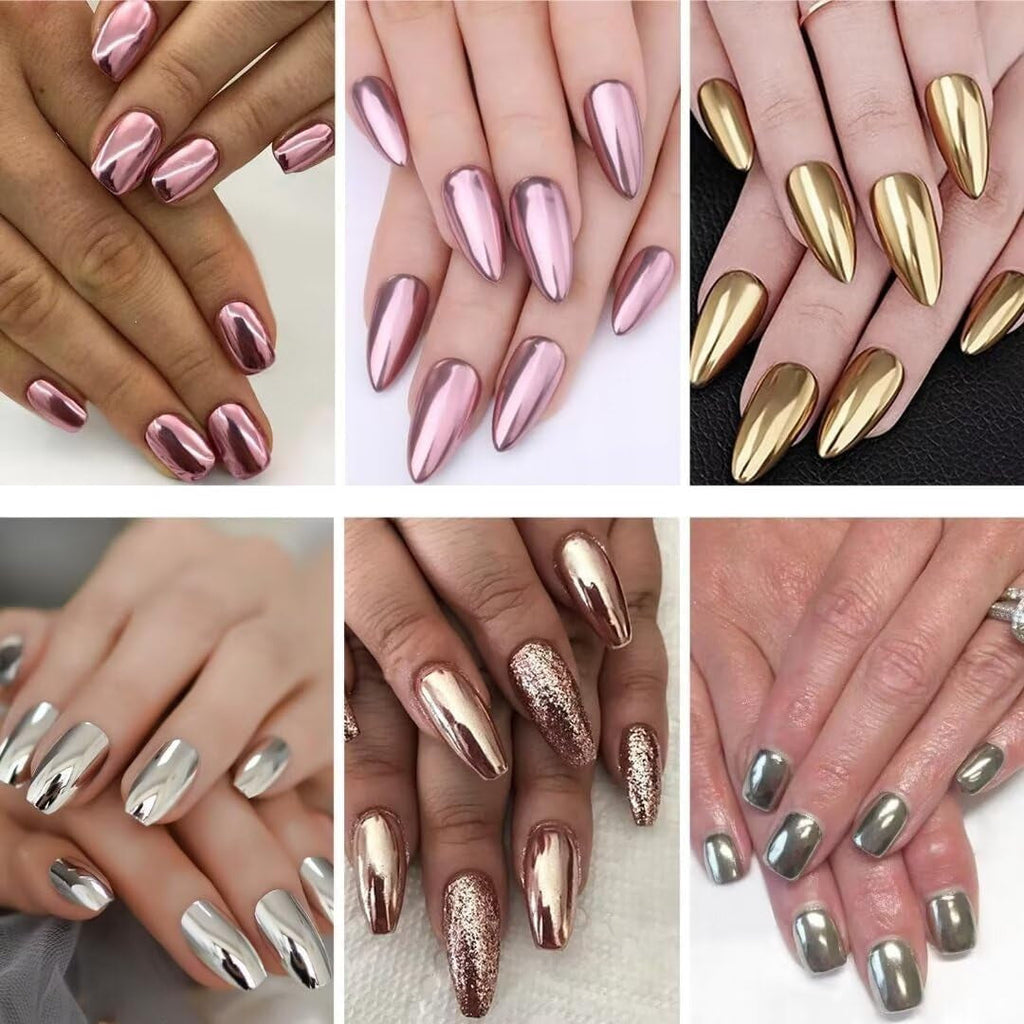 BISHENGYF Rose Gold Chrome Nail PowderNeue Upgrade Grosse Kapazität Chrom PulverSuper-Spiegeleffekt Metall Mirror Chrome Powder –Neon Glassy Pearl Effect Glitter Nagelkunst Pulver Für DIY Salon