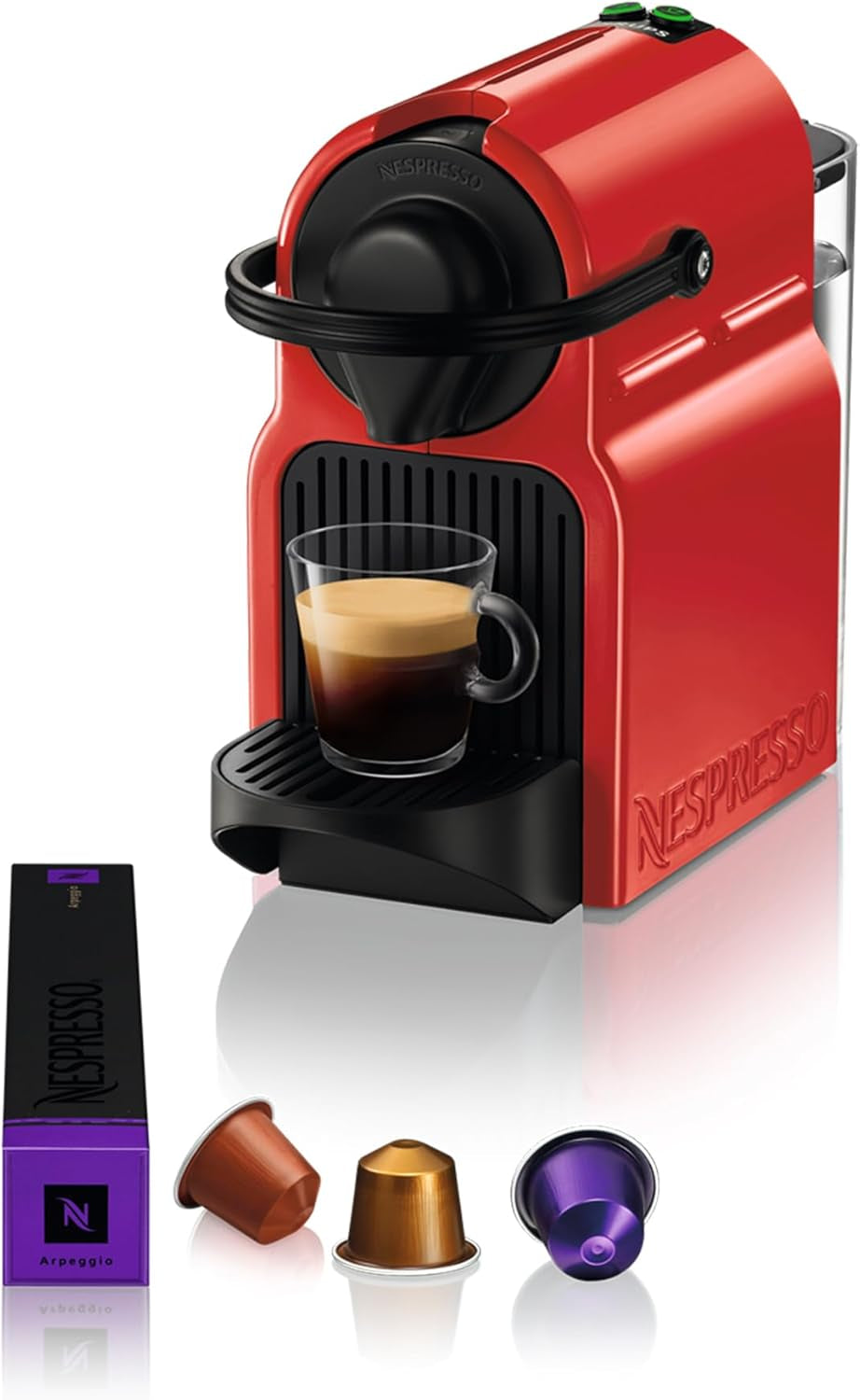 Espressor Krups Nespresso Inissia – espressor compact pentru capsule de cafea, presiune de 19 bari, încălzire rapidă în 25 de secunde, funcție de economisire a energiei, rezervor de apă de 0,7 l, roșu, model YY5506FD