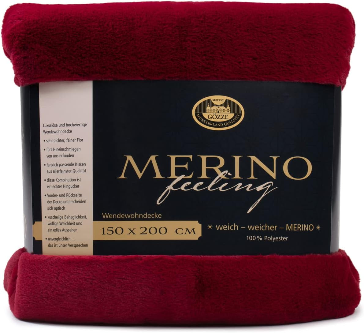 Gözze - Pohodlná přikrývka, oboustranná, vysoká hustota 600 G/M², 150 X 200 Cm - Tmavě zelená Postele a přikrývky Besuche den Gözze-Store Karmínová červená 150 X 200 Cm
