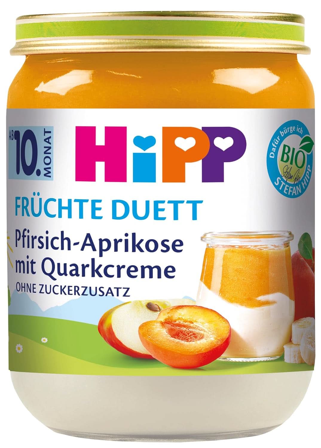 Hipp Bio Fruit Duet Broskev a meruňka se smetanovým sýrem, balení 6 ks (6 x 160 gramů) Matka a dítě Naty Shop 6 x 160 gramů Broskev a meruňka se smetanovým sýrem