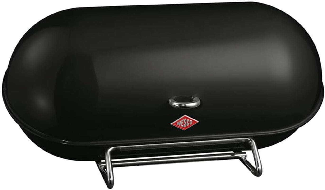 Coș pentru pâine WESCO Breadboy cu capac articulat fără zăngănit, de culoare roșie, din tablă de oțel acoperită cu pulbere, găuri de ventilație și mâner robust Cutii depozitare alimente Naty Shop Negru