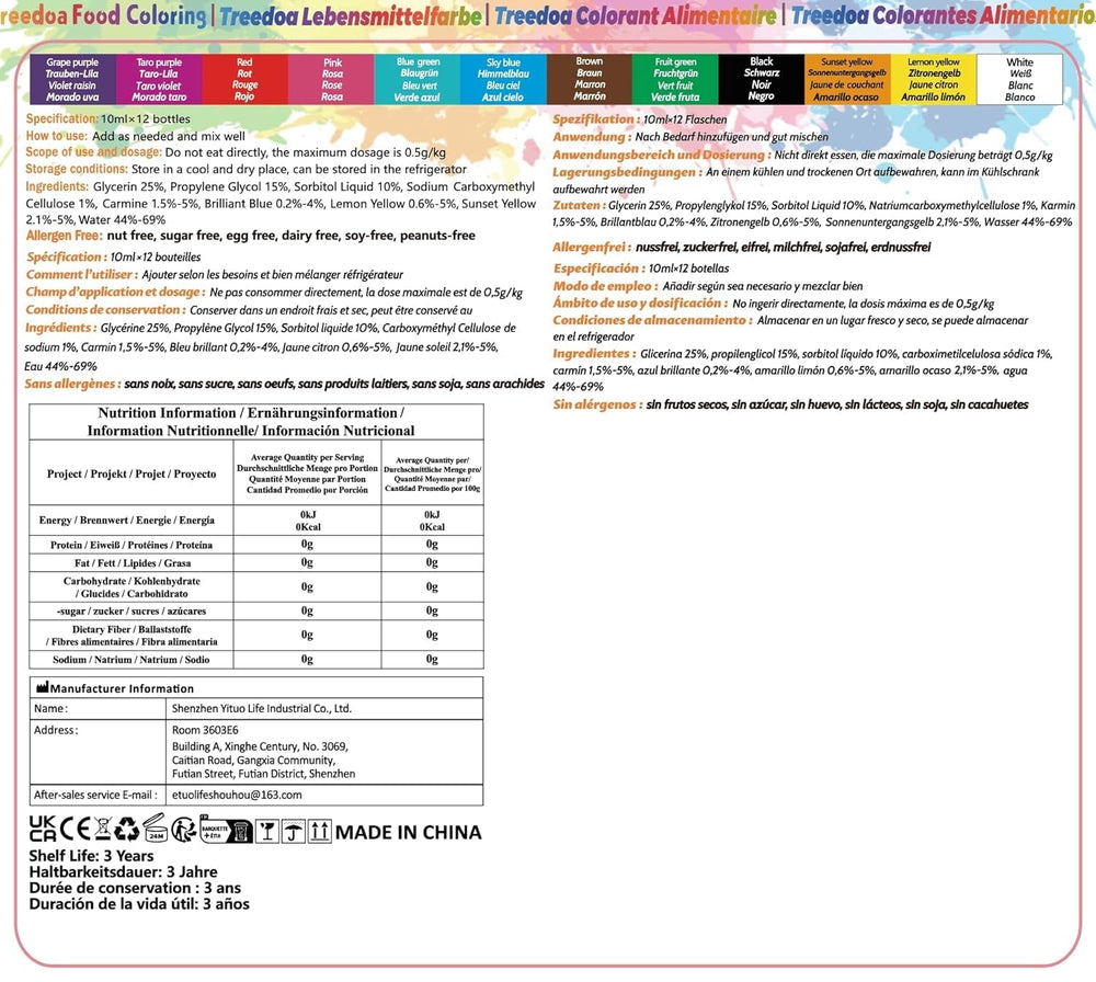 Colorant alimentar 12 culori x 10 ml - Coloranți alimentari lichizi pentru copt prăjituri, fursecuri, macaroane - Colorant alimentar foarte concentrat pentru decorarea torturilor, lichid pentru colorarea băuturilor, săpunuri DIY