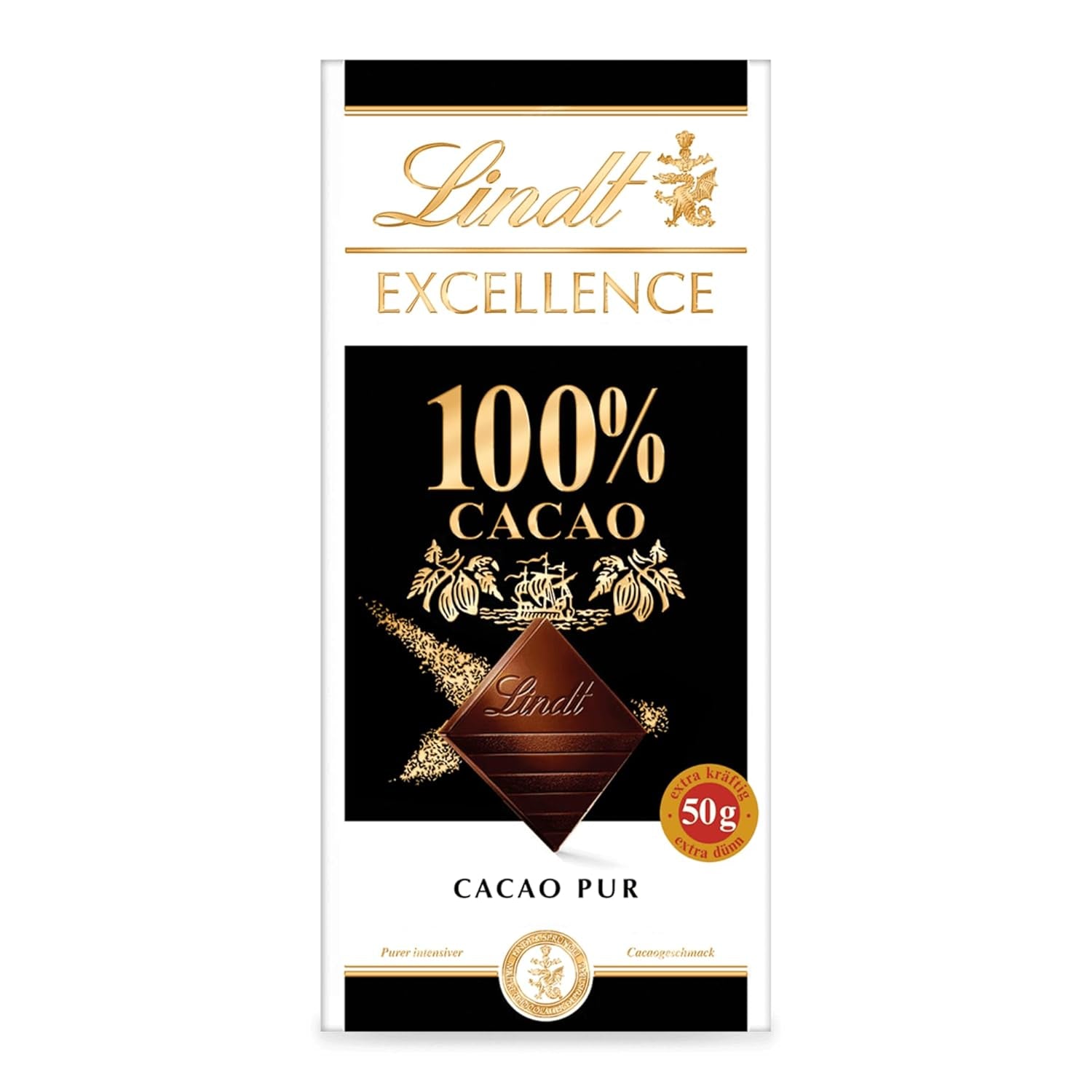 Lindt EXCELLENCE 100% kakao - hořká čokoláda, 50 gramů Čokoládové bonbony Naty Shop Výchozí název