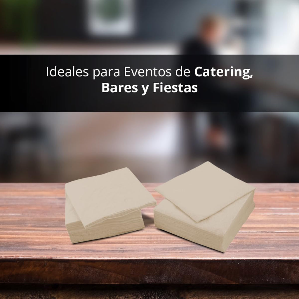 Pachet de 300 de șervețele de hârtie pentru cocktail, 100% reciclabile și biodegradabile, suport pentru șervețele de masă din oțel inoxidabil, șervețele ecologice, 10 X 10 cm, pliate.