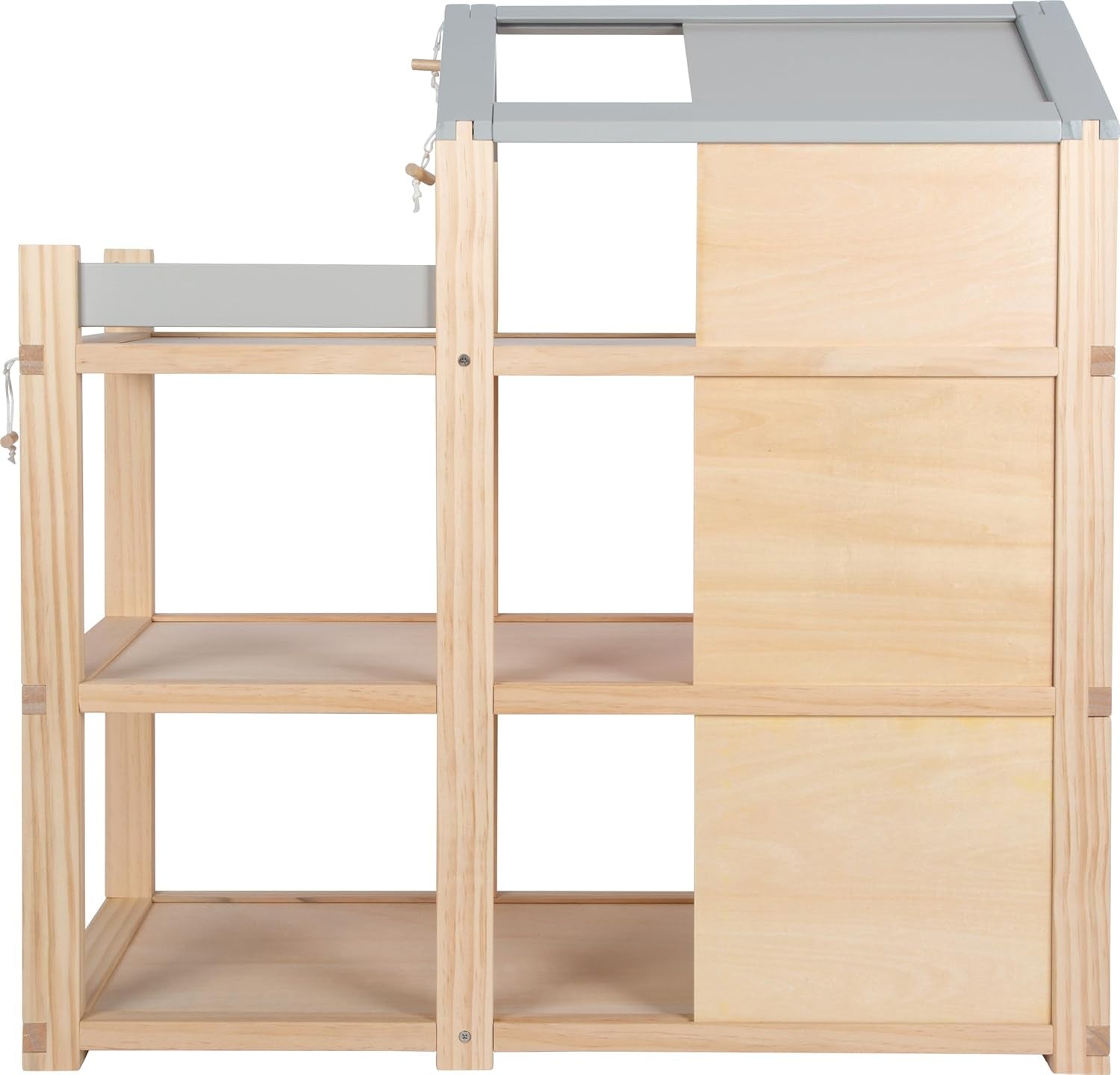 Casă de păpuși din lemn Small Foot, culori naturale – cu 3 etaje, terasă pe acoperiș și set de mobilier cu 51 de piese, încurajează jocul creativ, potrivită pentru vârste de la 3 ani în sus, 12541