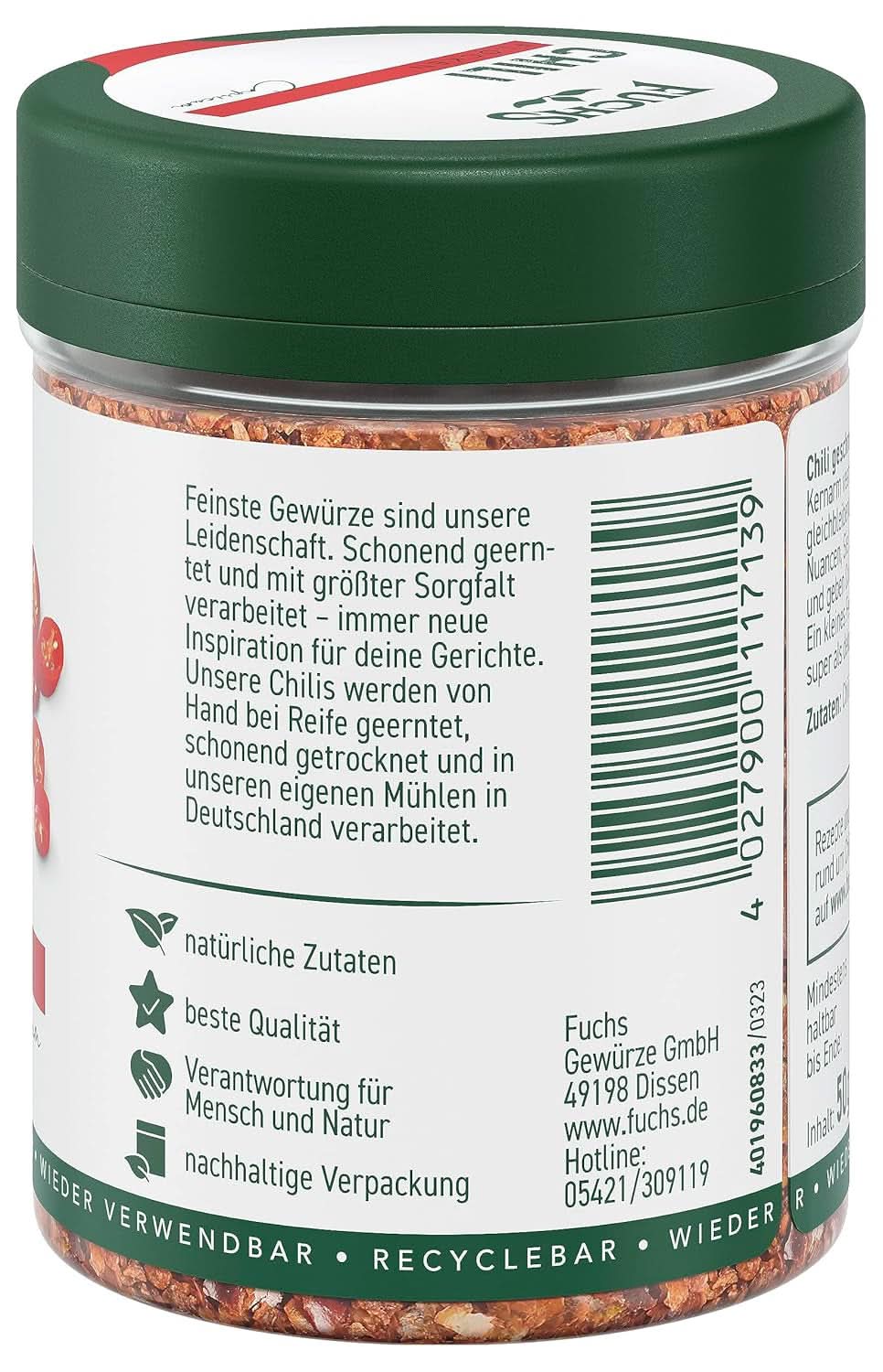 Fuchs Chilli vločky, 50 gramů Condiments Naty Shop