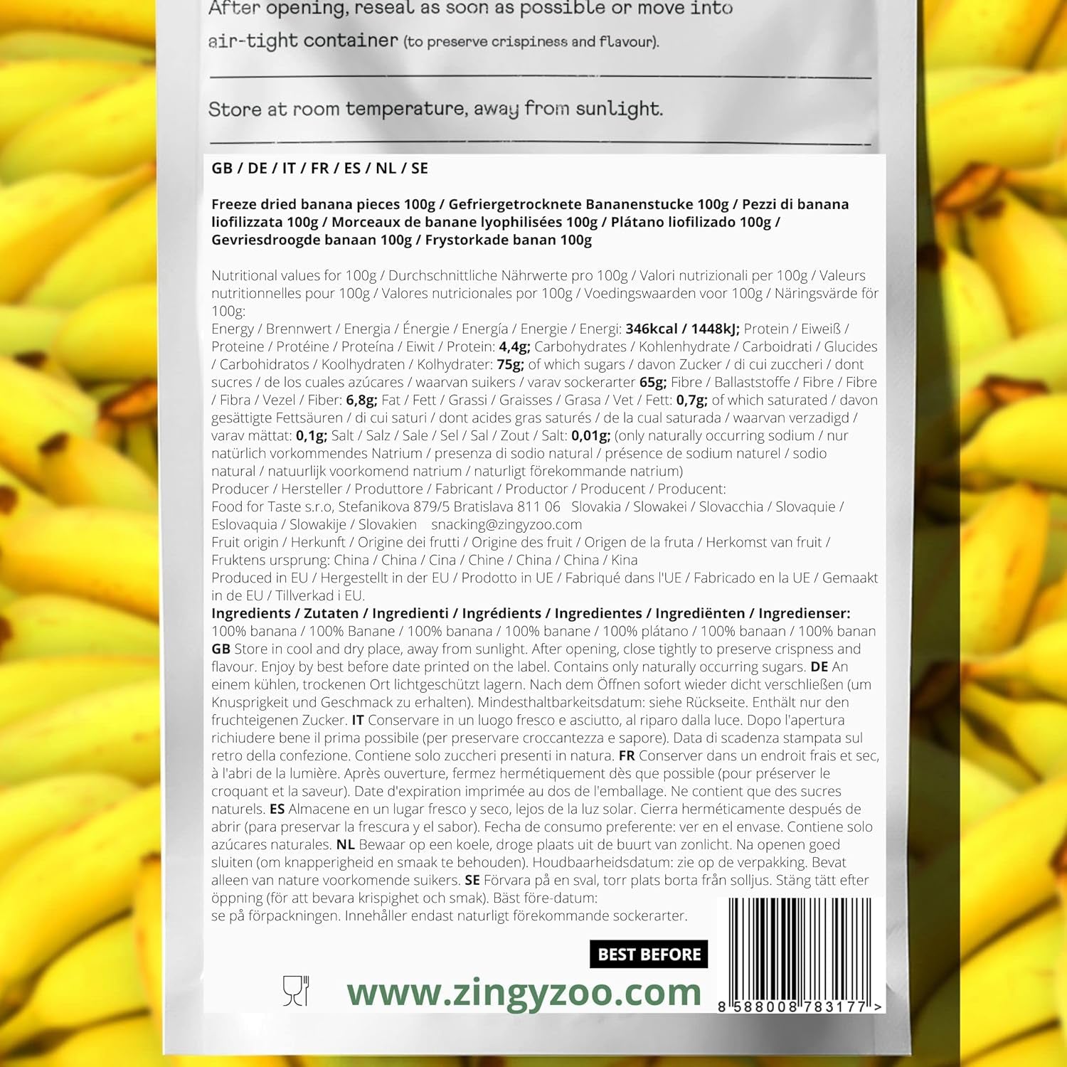 Banane uscate la congelator | Pachet 120g Banane uscate fără zahăr | Banană uscată la congelator | Banane cu fructe uscate | Banane proaspete uscate la congelator | Felii de banane cu fructe uscate la congelator Produse deshidratate Naty Shop