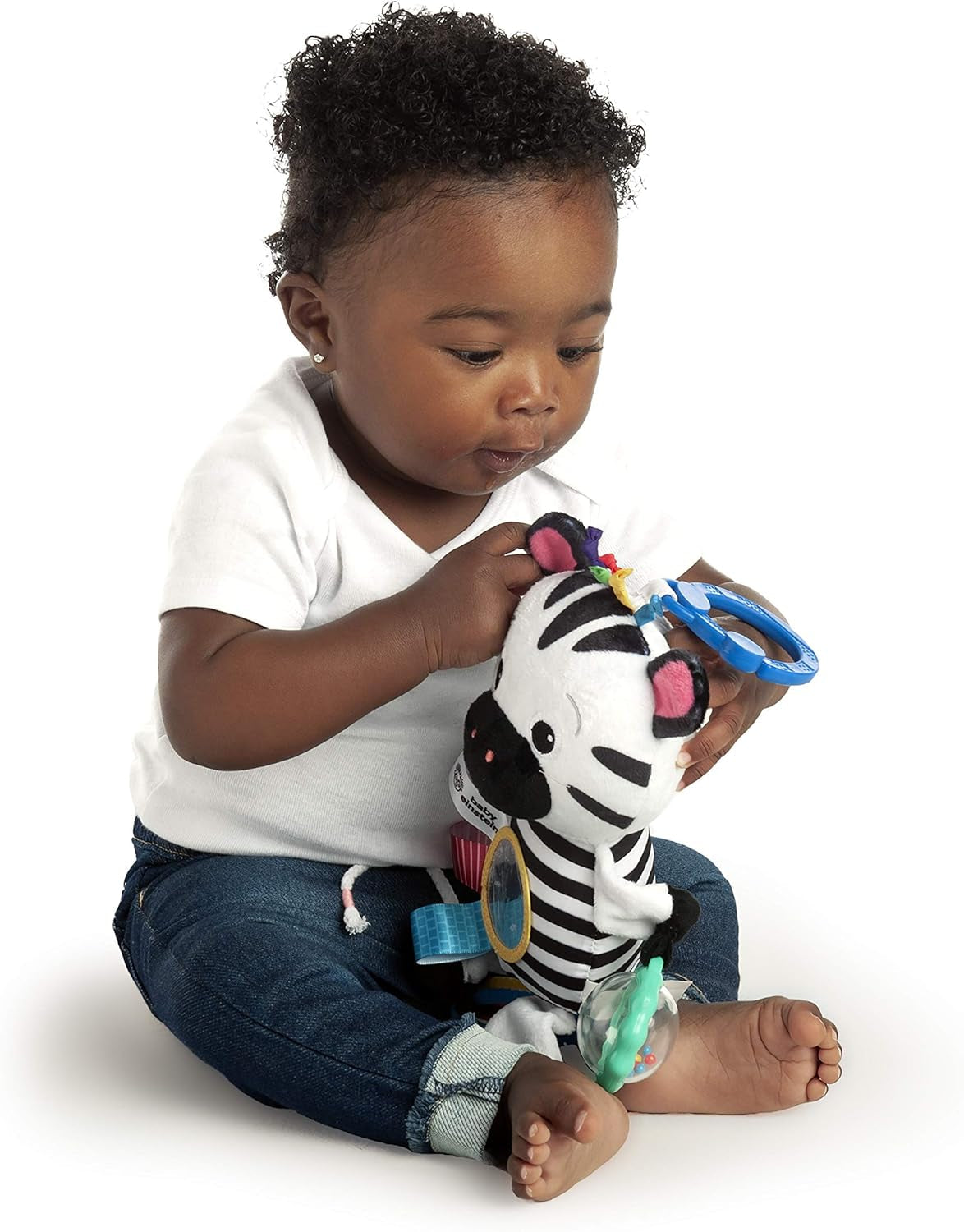 Baby Einstein Zen's Sensory Play jucărie de pluș zebră jucărie de activitate în design cu contrast ridicat, cu texturi diferite, sunete crinkle, un zornăitor și multe altele, 6 bucăți, 12793 Jucarii Bebe Naty Shop