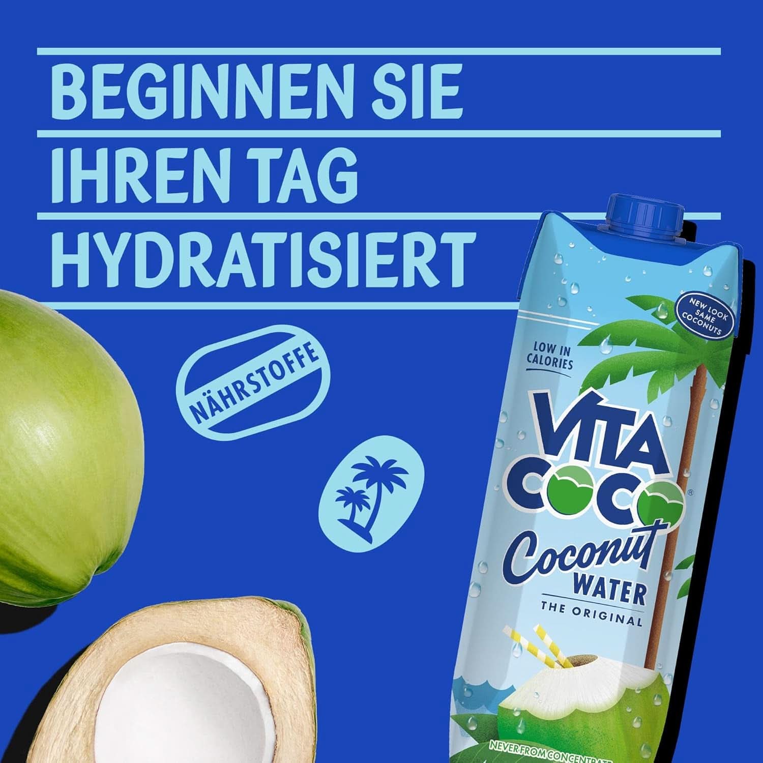 Vita Coco Pure Coconut Water 6 x 1 litr, přírodní hydratační krém s elektrolyty, bez lepku, plný vitamínu C a draslíku Naty Shop