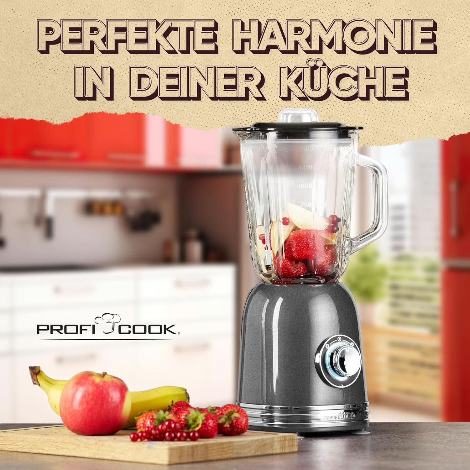 Proficook® Mixer Standmixer Mit Massivem 1.5L Glas-Behälter, Ice Crush & Turbo-Modus - Blender Mit 4Fach Piranha-Messer Aus Edelstahl - Hochleistungsmixer Mit Metallgehäuse 800W, PC UM 1195 Anthrazit Mother and Child Naty Shop