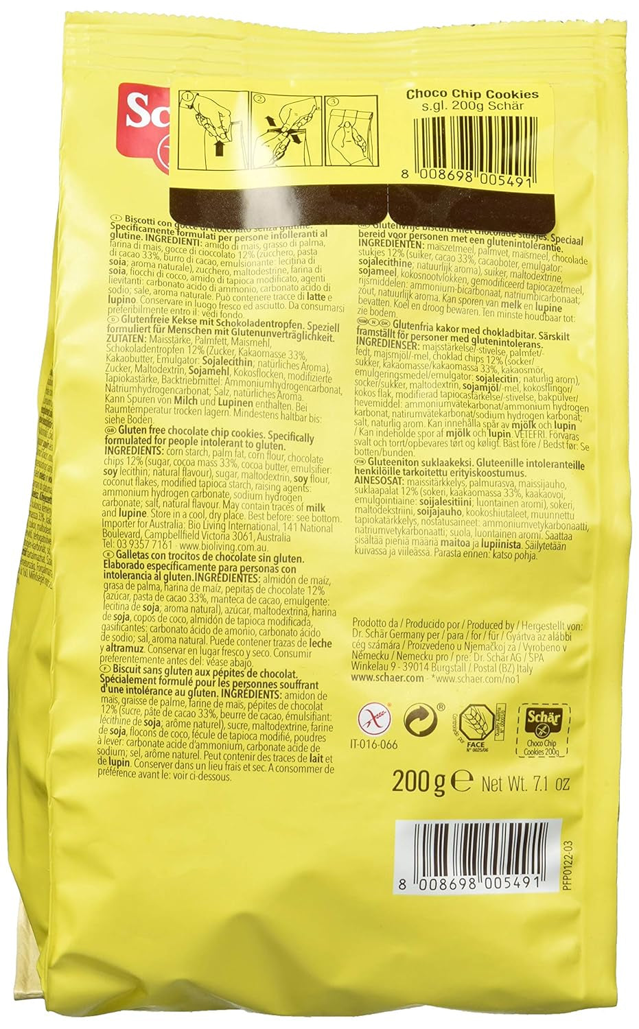 Fursecuri cu ciocolată fără gluten, 200g