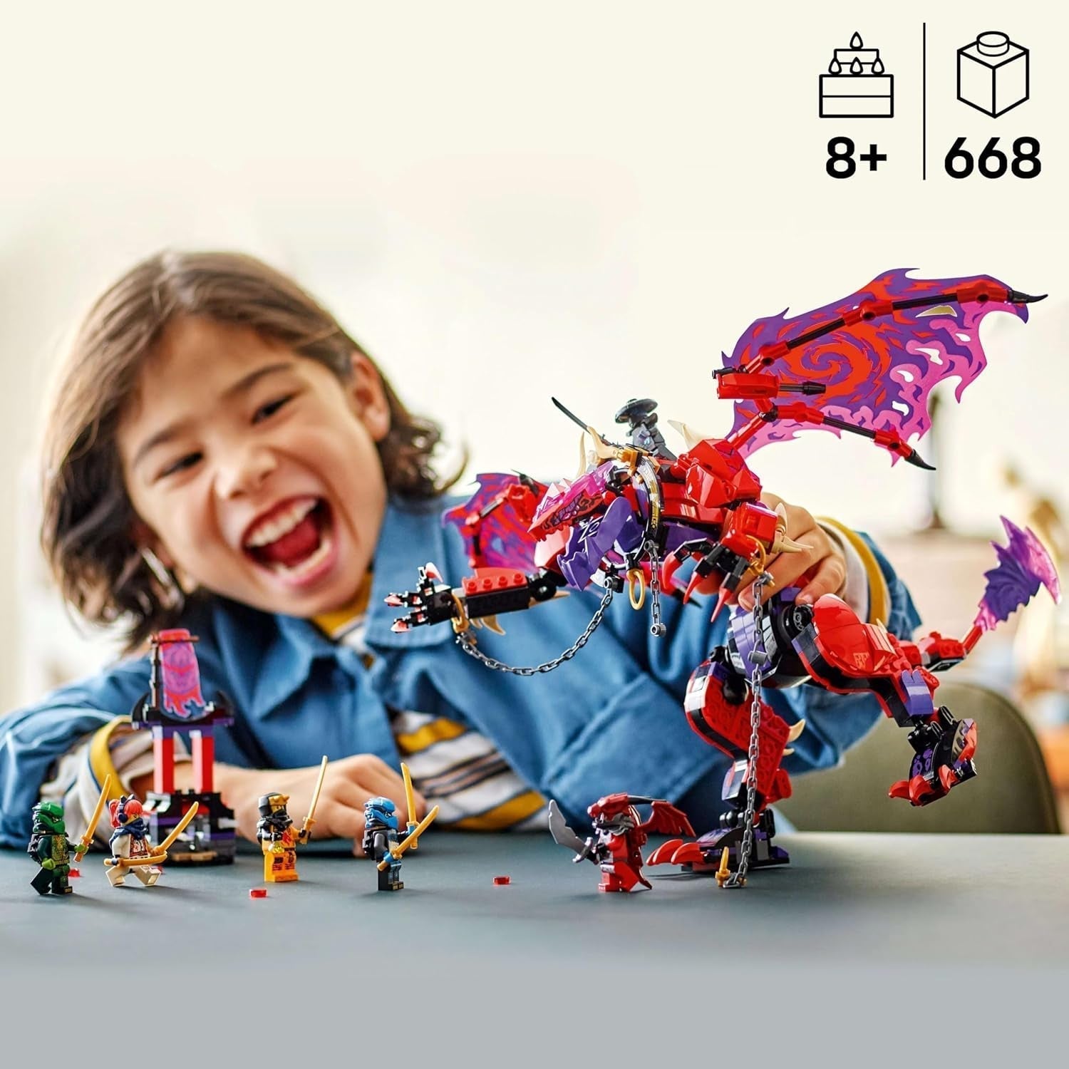 LEGO NINJAGO Chaos Dragon Thundertooth - Hračka se 6 minifigurkami nindžů - Stavebnice na hraní rolí pro chlapce a dívky ve věku 8+ - Dárky pro fanoušky televizního seriálu Rise of the Dragons 71832 Stavebnice Beuche den LEGO-Store