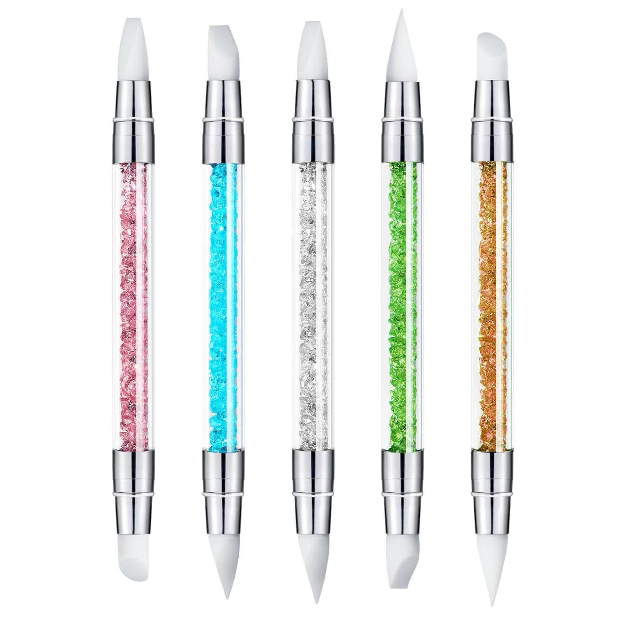 ZEOHBETY Nagelkunst-Skulpturstift, 5 Stück Doppelspitzen-Silikon-Nagelwerkzeuge Für Harz, Silikonpinsel, Acrylstift, Nagelkunst-Pinsel, Nagelfolienschnitzen, Zeichnen, Effekt, Formen, Zeichnen