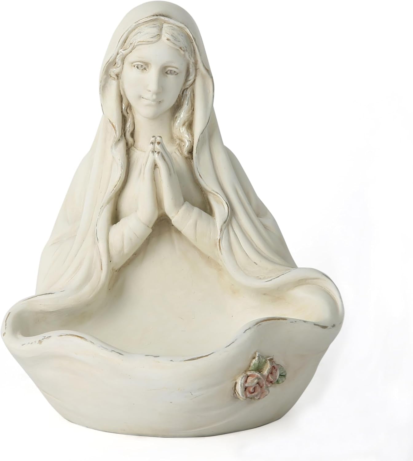 BC Statuia catolică a Maicii Domnului din Lourdes, Maica Sfântă Fecioară Maria, Memento de masă, Suport Rozariu, Apă Sfântă, Cadou religios pentru mamă, 25,9 cm înălțime, Sculptură, Statuete si sculpturi Naty Shop Fildeș 5.5 inch H