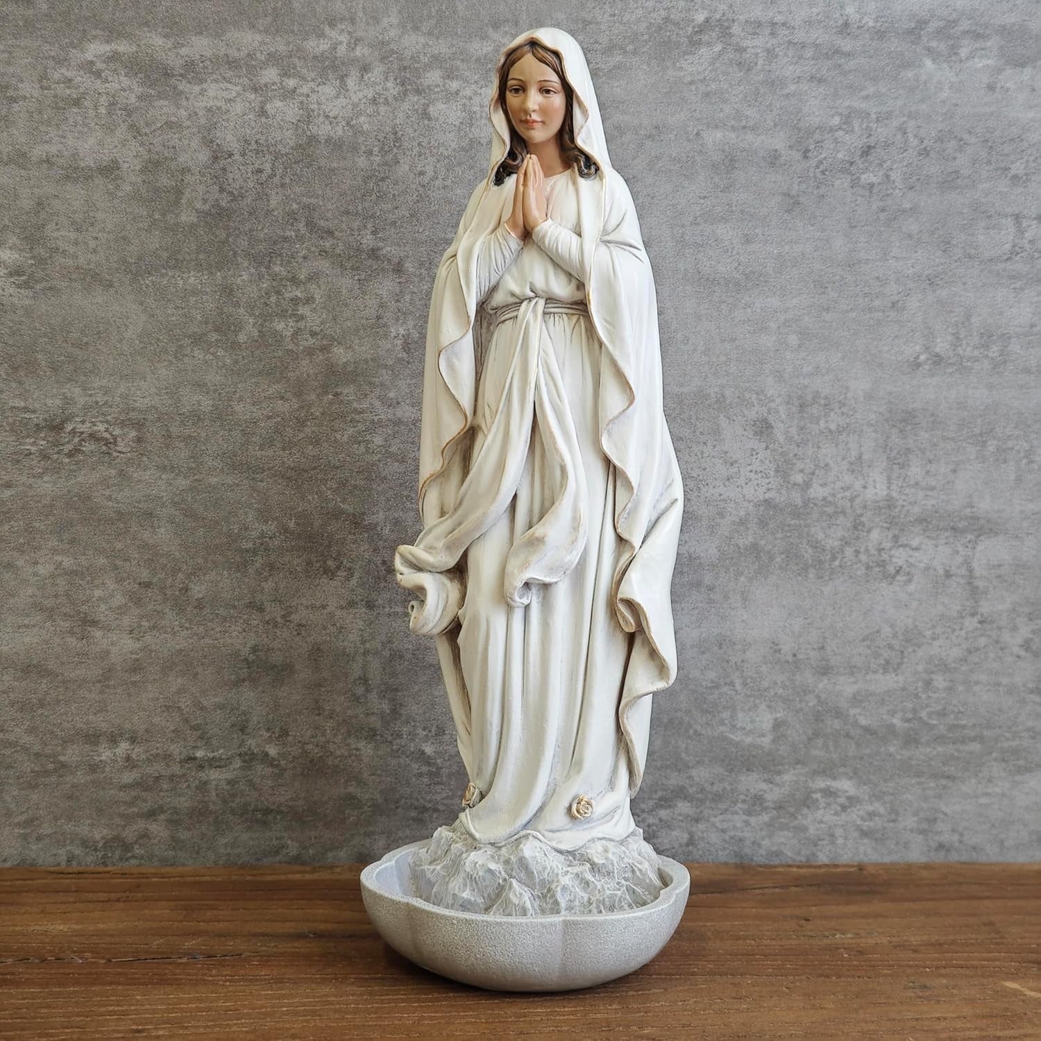 BC Statuia catolică a Maicii Domnului din Lourdes, Maica Sfântă Fecioară Maria, Memento de masă, Suport Rozariu, Apă Sfântă, Cadou religios pentru mamă, 25,9 cm înălțime, Sculptură, Statuete si sculpturi Naty Shop