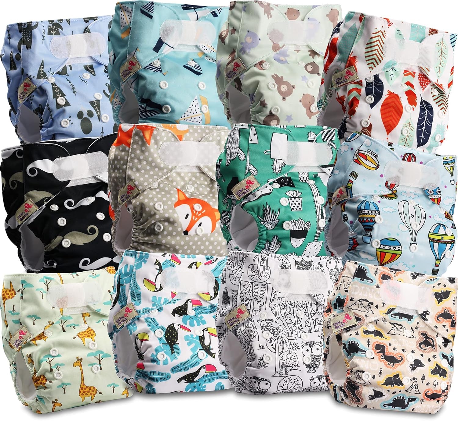 Opakovaně použitelná plena Littles and Bloomz FLV2-0602, standardní zapínání na suchý zip, 6 plen