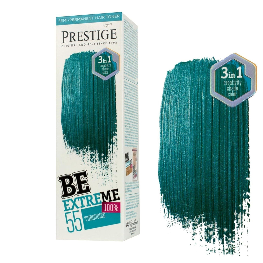 Vip's Prestige Be Extreme | Tonic semipermanent pentru păr 50 Wild Green | Pigment pur | Adaugă culoare părului vopsit sau cărunt | Rezultat temporar | Fără amoniac, fără parabeni, fără PPD Vopsea pentru par Naty Shop 55 Turcoaz