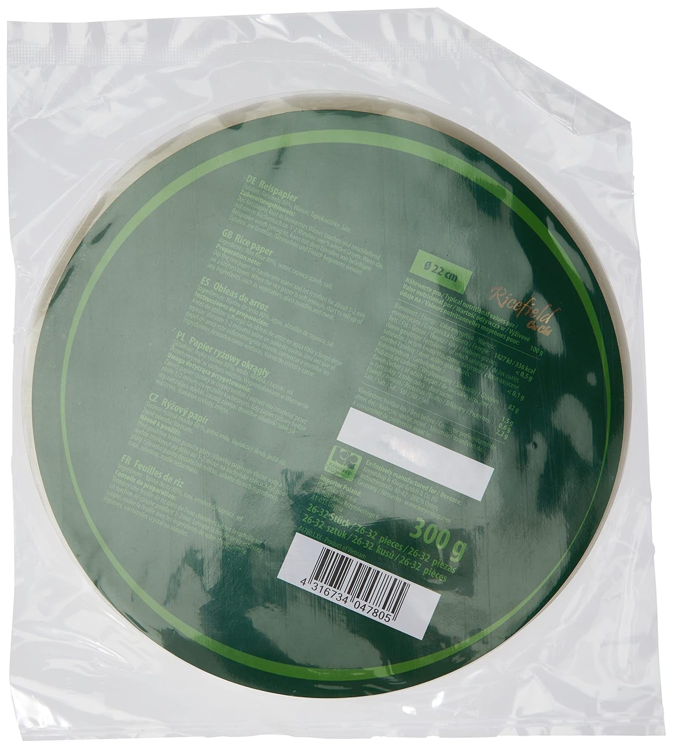 Rýžový papír Ricefield kulatý 22 cm 1 balení (300 g)