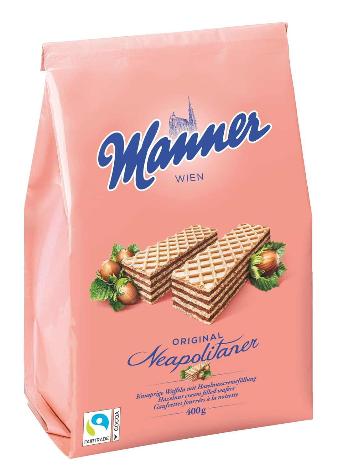 Manner Napolitans | Vafe crocante vegane cu cremă de alune | 1 pachet (400 g)