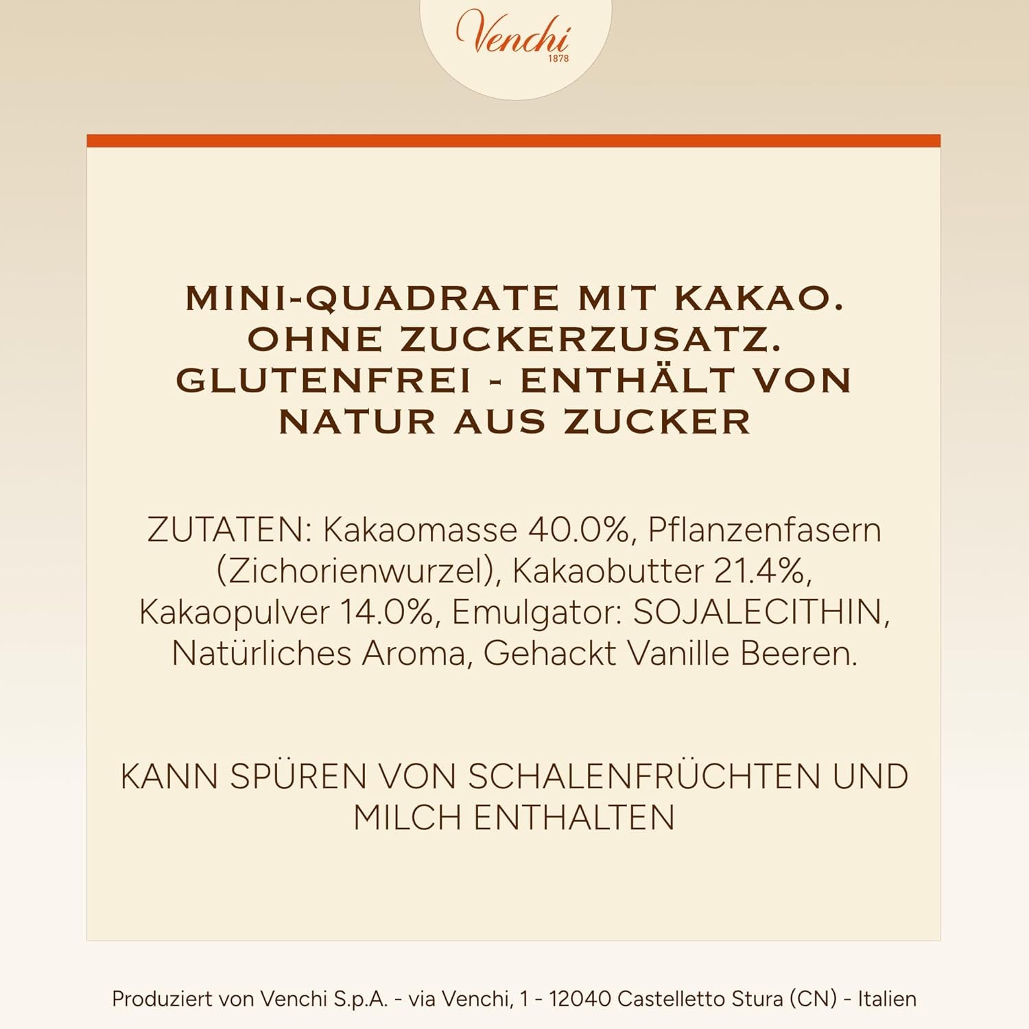 Venchi – Granblend Extra Black 75 % bez přidaného cukru, 1 kg – bez umělých sladidel – bez lepku – vegan
