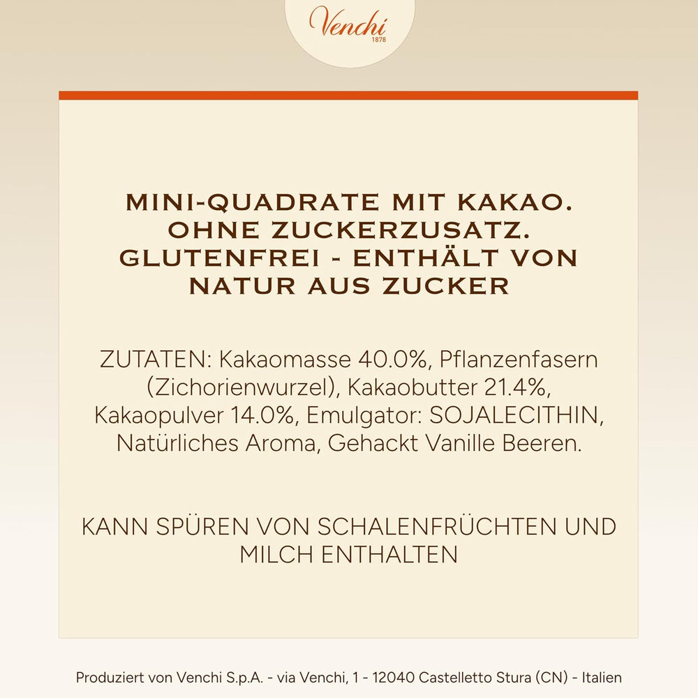 Venchi – Granblend Extra Black 75 % bez přidaného cukru, 1 kg – bez umělých sladidel – bez lepku – vegan