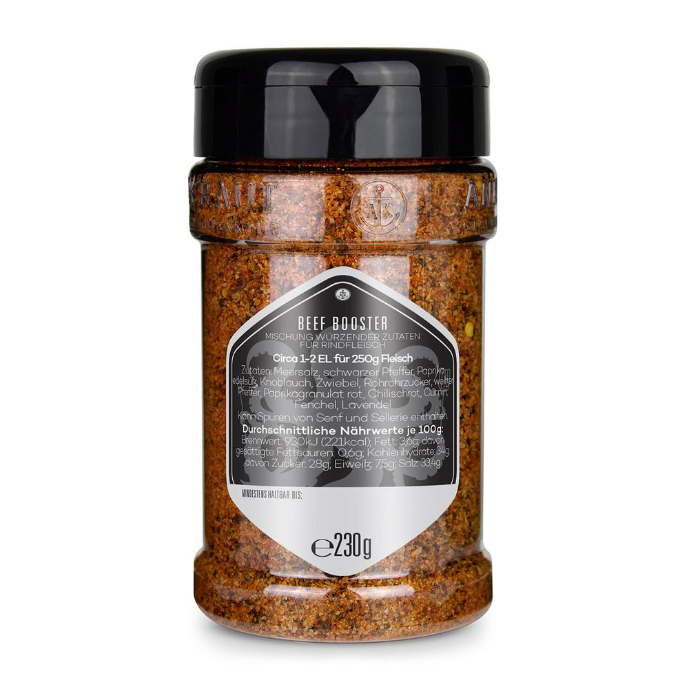 Ankerkraut Beef Booster, Rub Brisket and Steak Gewürz, Gewürzmischung für Fleisch, 230 g v Streuer
