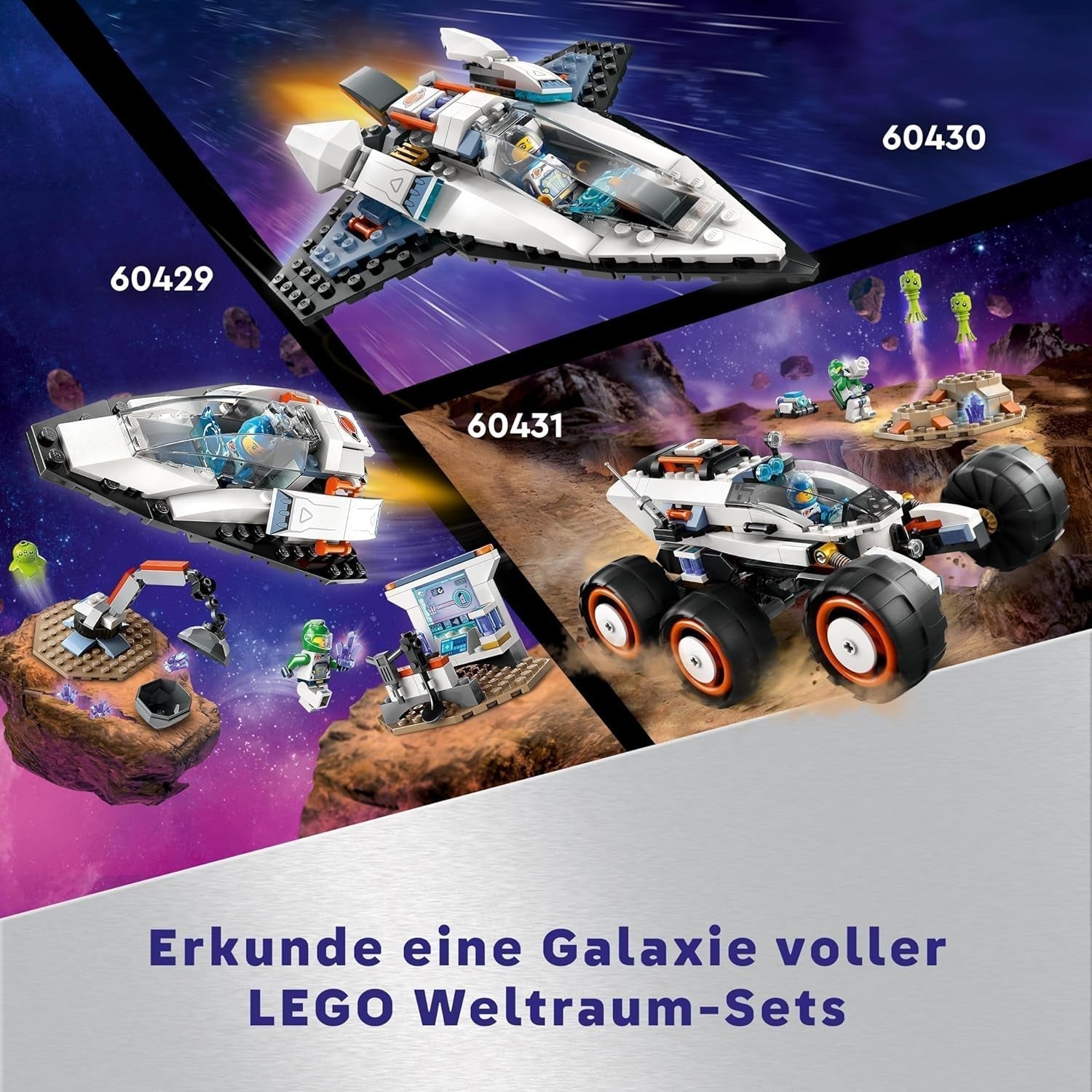 Vesmírná loď LEGO City, vesmírná hračka pro stavbu raketoplánu pro děti, chlapce a dívky od 6 let, sada s figurkou astronauta 60430 Stavebnice Besuche den LEGO-Store