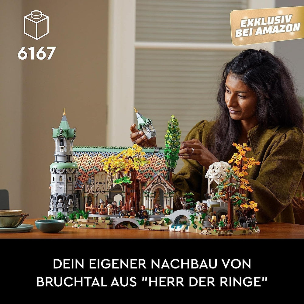 LEGO Icons The Lord Of The Rings: Rivendell – sbírka a výstavní sada pro dospělé s 15 jedinečnými minifigurkami včetně Gandalfa, Legolase, Aragorna a Froda, exkluzivně na Amazonu – 10316 stavebnic Besuche den LEGO-Store