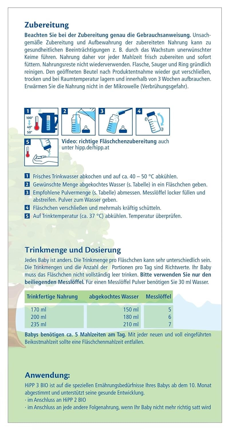 Pokračovací mléko HiPP 3 Bio (4 x 600 g) - po 10 měsících, s Omega-3 (DHA, ALA), vápníkem, vitamínem D, v nejlepší bio kvalitě
