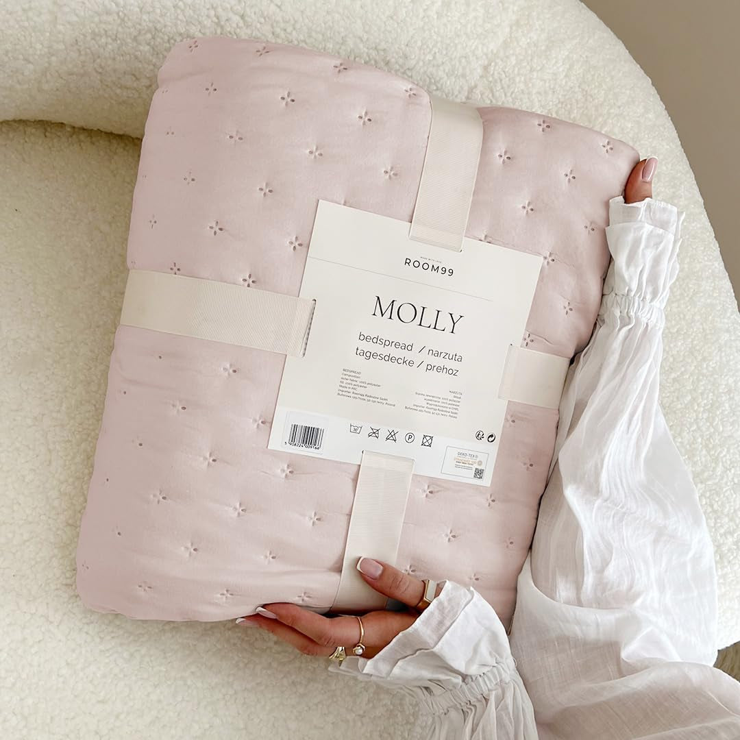 Molly Cuvertură de pat elegantă în roz pudră 170 X 210 cm Cuvertură de pat versatilă ca cuvertură de pat sau canapea Pătură de aruncare pentru pat și canapea Stil de cuvertură Ideal ca cuvertură de pat Paturi si Cuverturi Besuche den ROOM99-Store