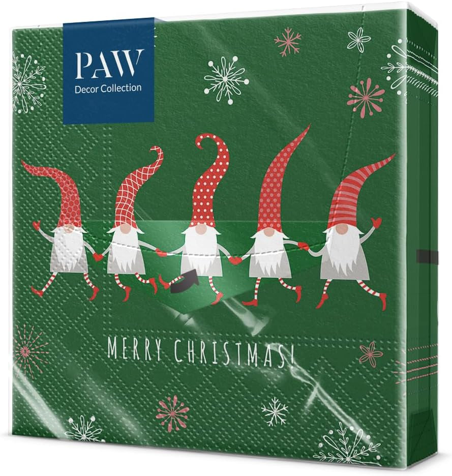 PAW - Șervețele 3 straturi (33 X 33 Cm) I 20 bucăți I Șervețele de hârtie colorate perfecte pentru masa de Crăciun I Șervețele - Crăciun, iarnă, ciulin, lampă I Bullfinch cu lampion