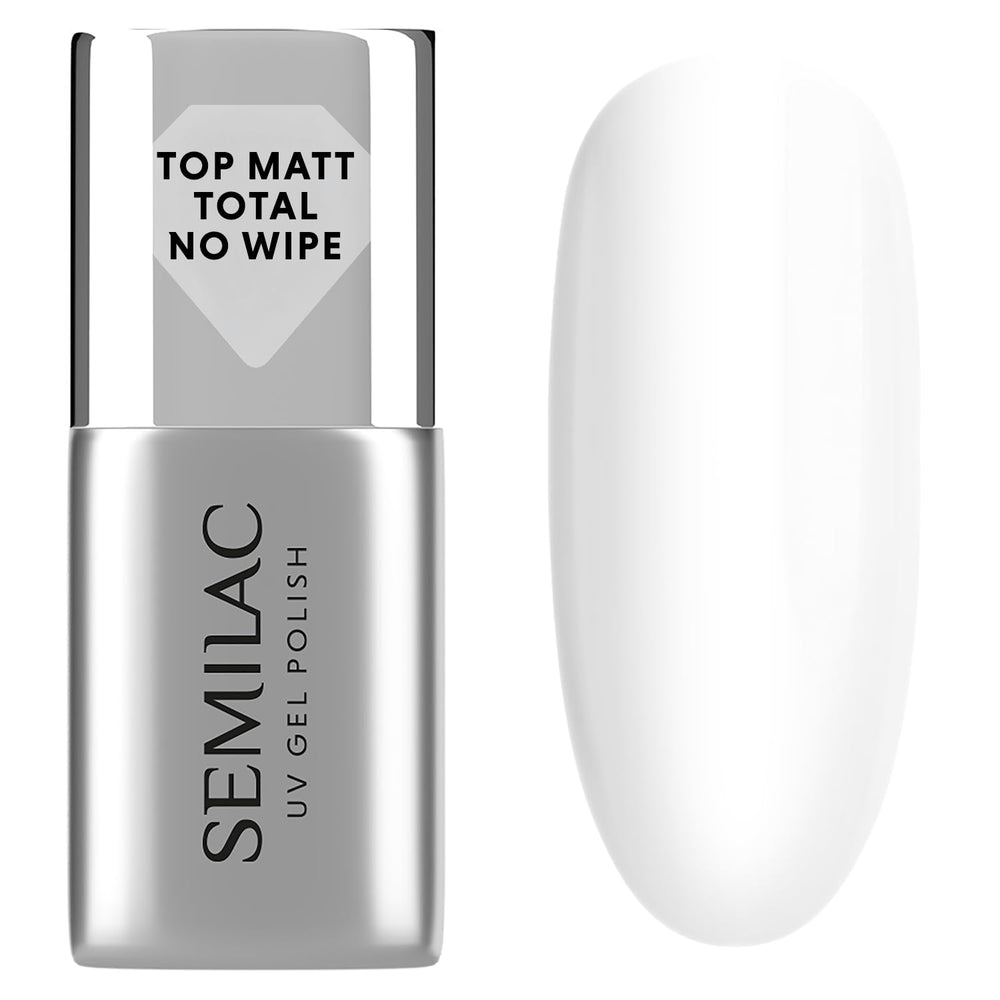 Semilac Top Coat Lak na nehty 7ml, Inovativní, UV/LED, Hybridní lak na nehty, Lesklý Finish, Chrání, Transparentní