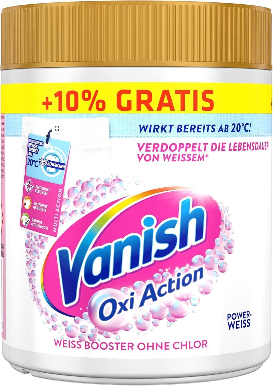 Vanish Oxi Action Powerwhite Powder - 1 X 1,125 Kg - bezchlórový odstraňovač skvrn a prášek pro zlepšení prádla - na bílé prádlo