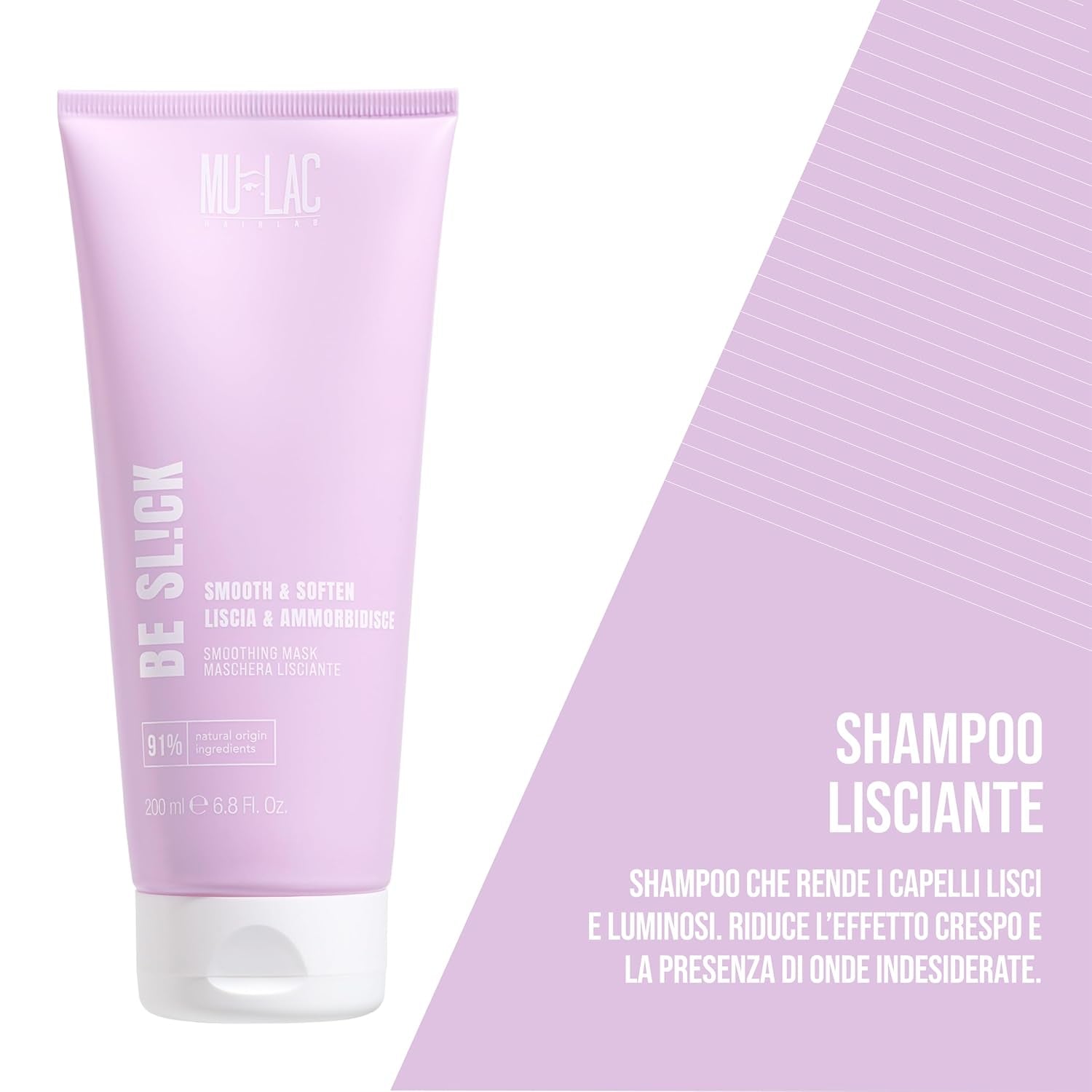| BE SL!CK Șampon pentru netezire și înmuiere cu efect anti-frizz, cu semințe de in, 250 ml Copii - Baie si Skincare Naty Shop