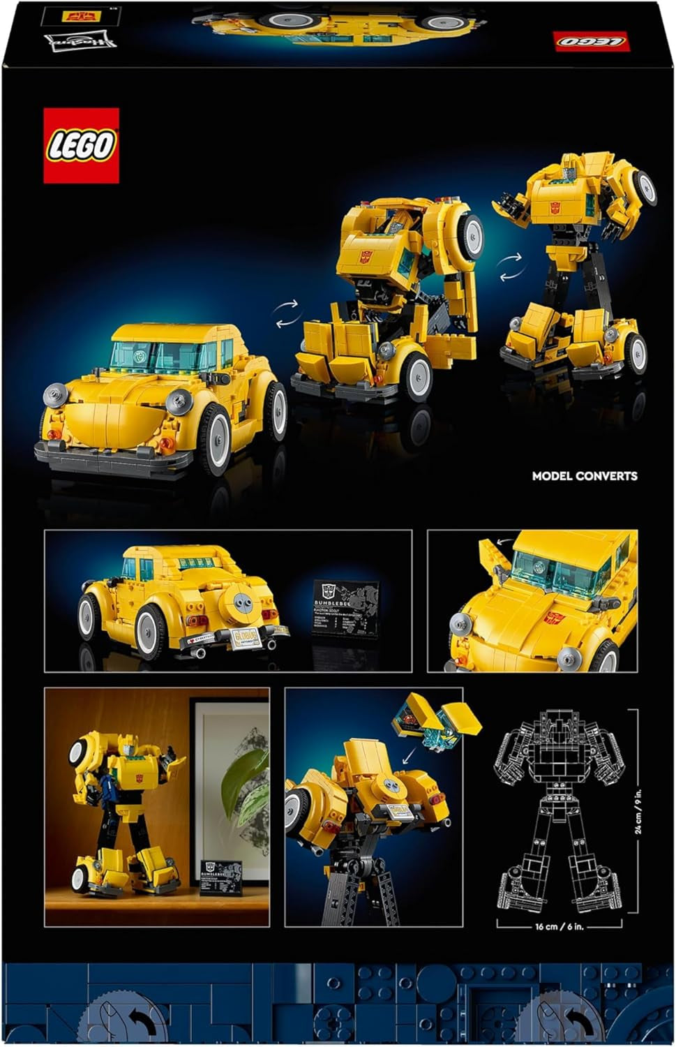 LEGO Icons Transformers Čmelák, Dospělý sběratelský robot akční figurka, Filmová stavebnice pro fanoušky sci-fi, Lze přeměnit na auto, Dobrodružná hračka 10338 Stavebnice Besuche den LEGO-Store