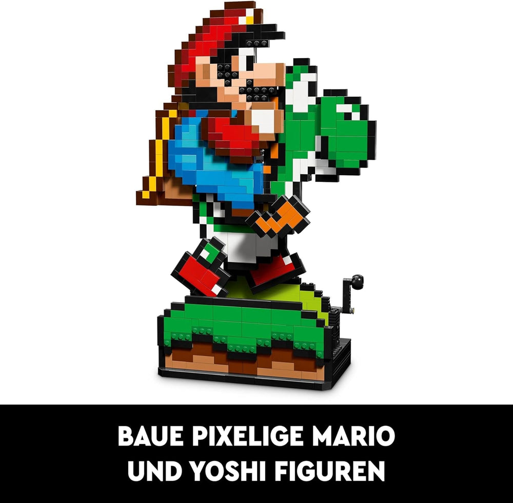 LEGO Super Mario World: Sběratelská sada Mario a Yoshi Nintendo, figurky pixelů, sestavení a vystavení modelů, domácí dekorace a sběratelské předměty, sada modelů a dárek pro dospělé fanoušky 71438 Stavebnice Besuche den LEGO-Store