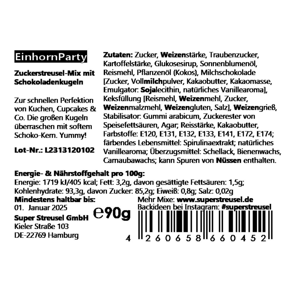 Super Streusel, Unicorn Party, 90 grame Naty Shop