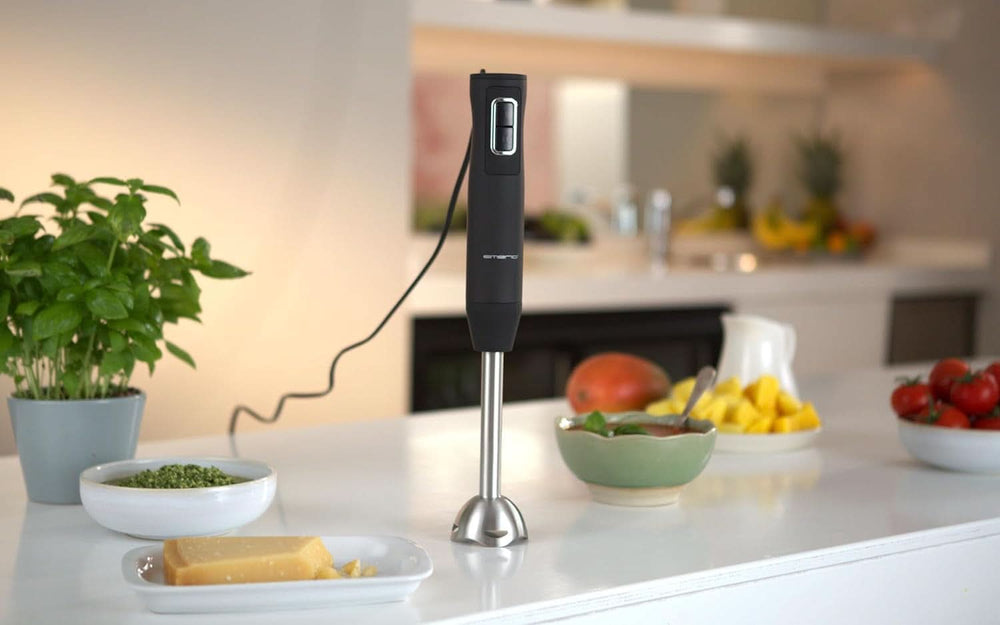 Emerio HB-111446 Stojanová baterie, TESTSIEGER Preis/Leistung, Gummierter Rutschfester Griff, Edelstahl, Bpa-Frei, Schwarz, 250W Kuchyně Naty Shop