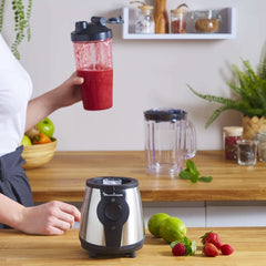 Mixér Blend&Go LM1B1D 300W, Smoothie-Mixer Mit 750 ml Kunststoffkrug, včetně 750 ml Tragbarer Flasche, 4 Abnehmbaren Klingen, Edelstahlobreflchen Mother and Child Naty Shop