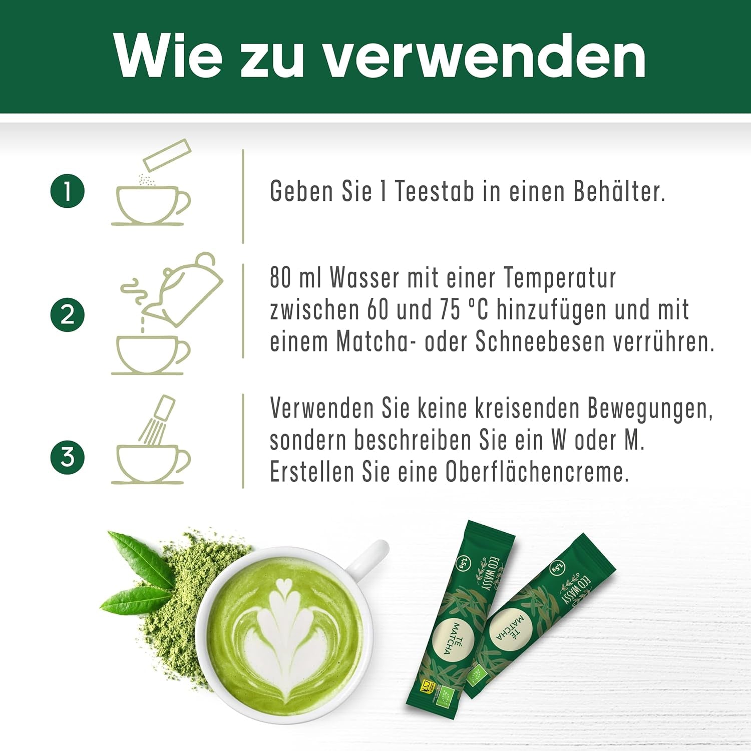 Ceai Matcha japonez certificat. 100 de cutii, calitate ceremonială. 100 de stickuri individuale pentru transport ușor. Pudră Matcha 100% naturală. Reducător, detoxifiant și antioxidant. (100 stickuri