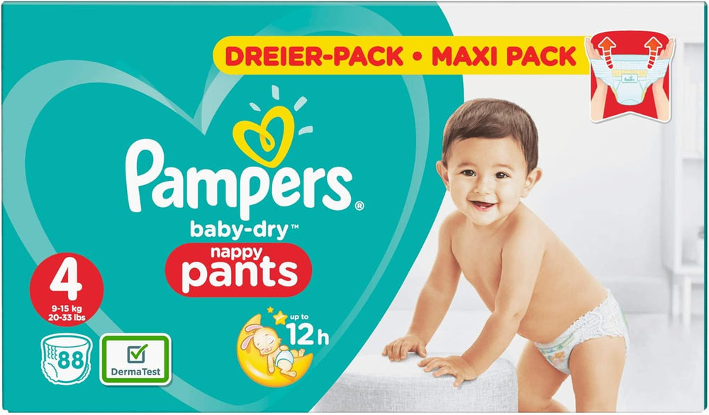 Pampers (stará verze), kalhotky, velikost 4, 9kg-15kg, tři balení (1 x 88 plen)