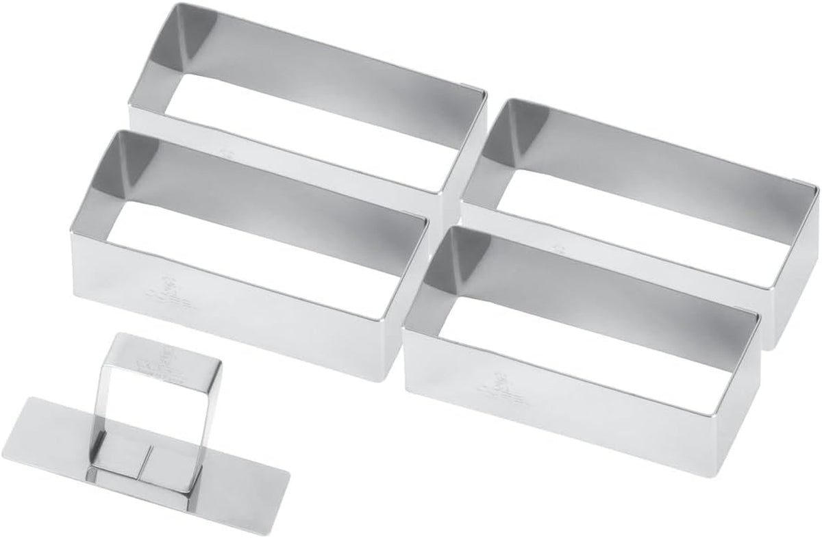 881780 Cutie conține 4 forme dreptunghiulare + pistil din oțel inoxidabil.