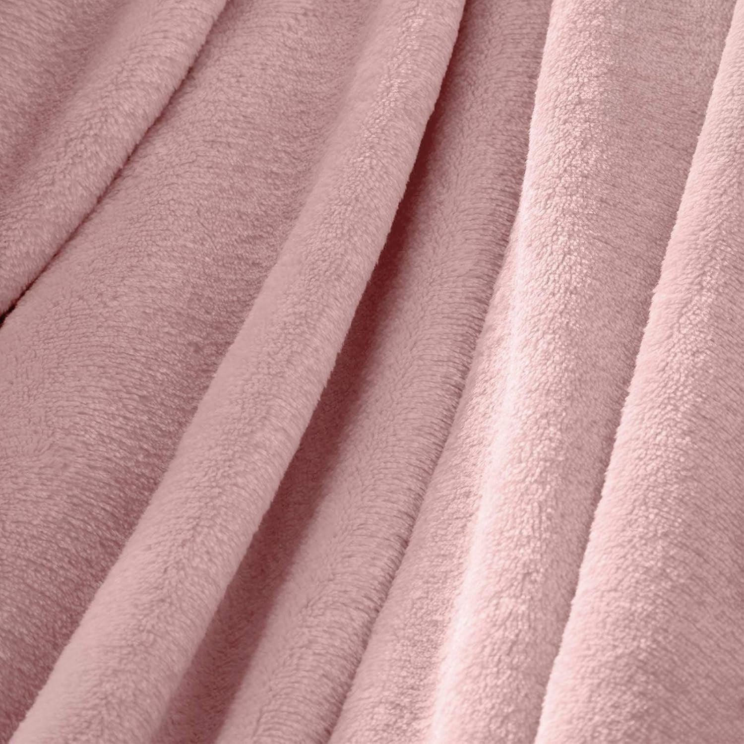 Brentford's Flannel Fleece Blanket, Extra Soft, Large, Fluffy, Warm, cuvertură de pat pentru dormitor, pat simplu, canapea, canapea, Blush Pink - 120 X 150 Cm Paturi si Cuverturi Besuche den Brentfords-Store
