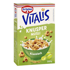 Oetker Vitalis klasické křupavé müsli: velké balení křupavého snídaňového müsli s rozinkami, 1 balení, 1,5 kg