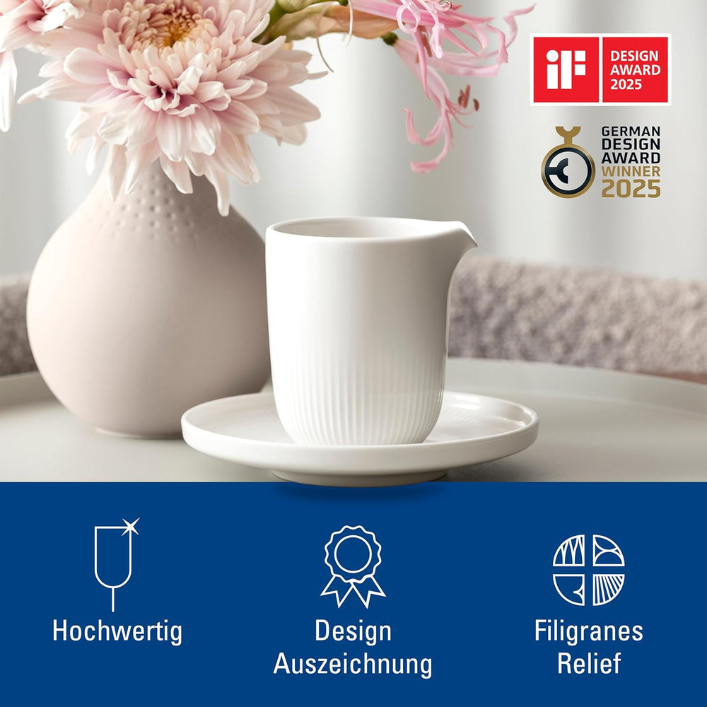 Villeroy & Boch – Cană de lapte Afina 170 ml, albă, potrivită pentru mașina de spălat vase, potrivită pentru cuptorul cu microunde, doză de lapte, accesoriu pentru cafea, ulcior ceramic, sosieră, veselă, porțelan premium