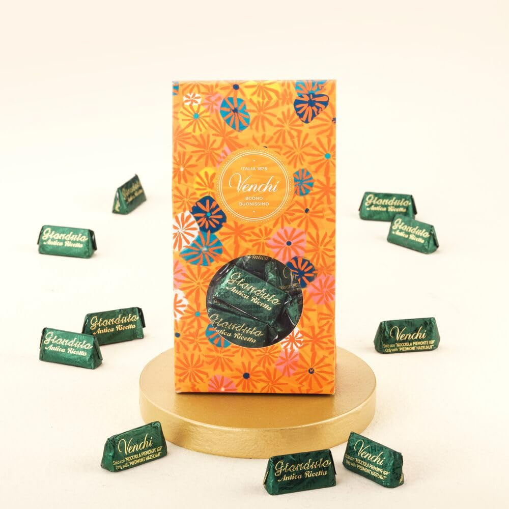 Venchi – Colecția Murrine – Cutie cadou cu ciocolată Gianduiotto Antica Ricetta, 300g – Cu alune de pădure IGP Piemont – Idee de cadou – Fără gluten